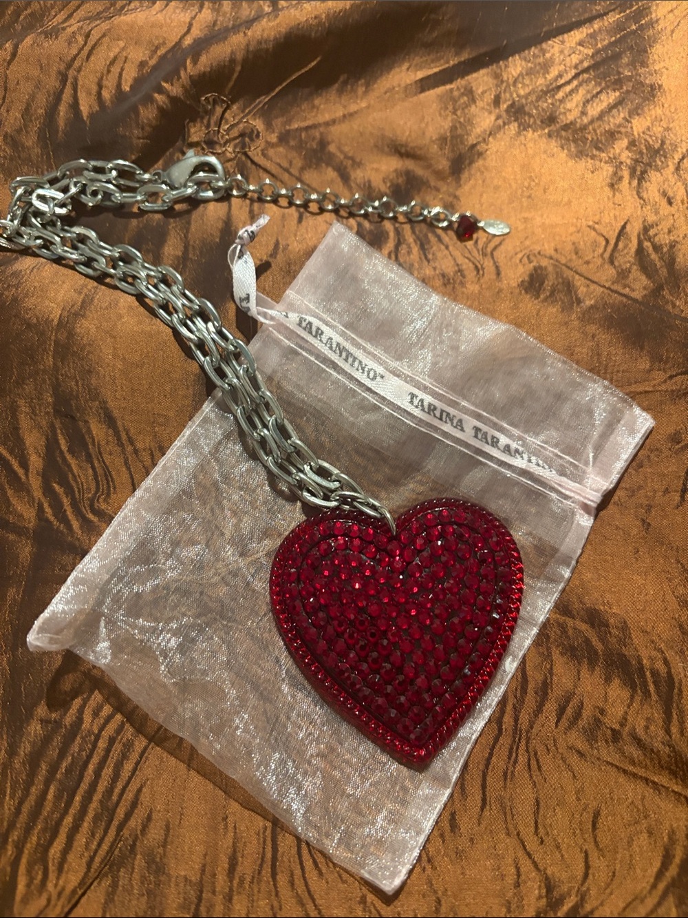 Tarina Tarantino Red Crystal Heart Pendant Necklace